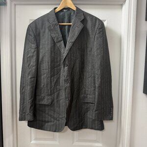 Henry Uomo pinstripe super Fine Yarn charcoal grey black blazer size 44R